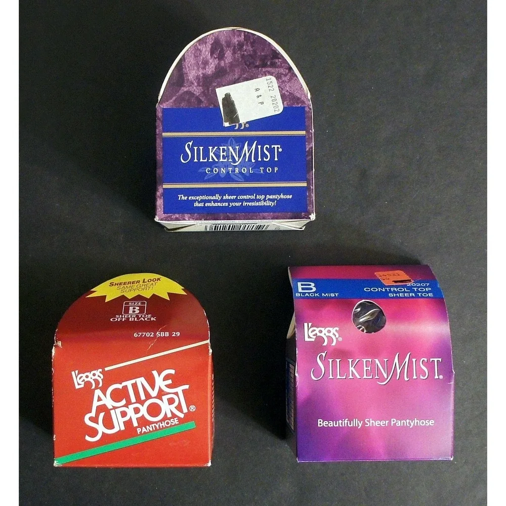 3 x L'eggs Pantyhose Silken Mist Control Top and Active Support Size B NIB
